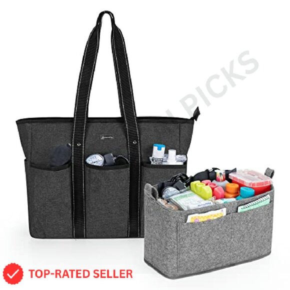 Professional Nurse Tote with Organizer Insert Padded Laptop Sleeve Functional - Picture 2 of 7